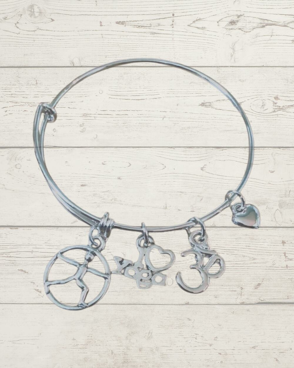 Yoga Adjustable Charm Bracelet with Four Fun Charms Birthday Gift Idea